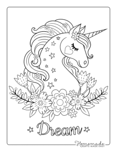 Dream Stars Flowers Head Profile Unicorn Tracing Shape Pdf, Free Vectors File
